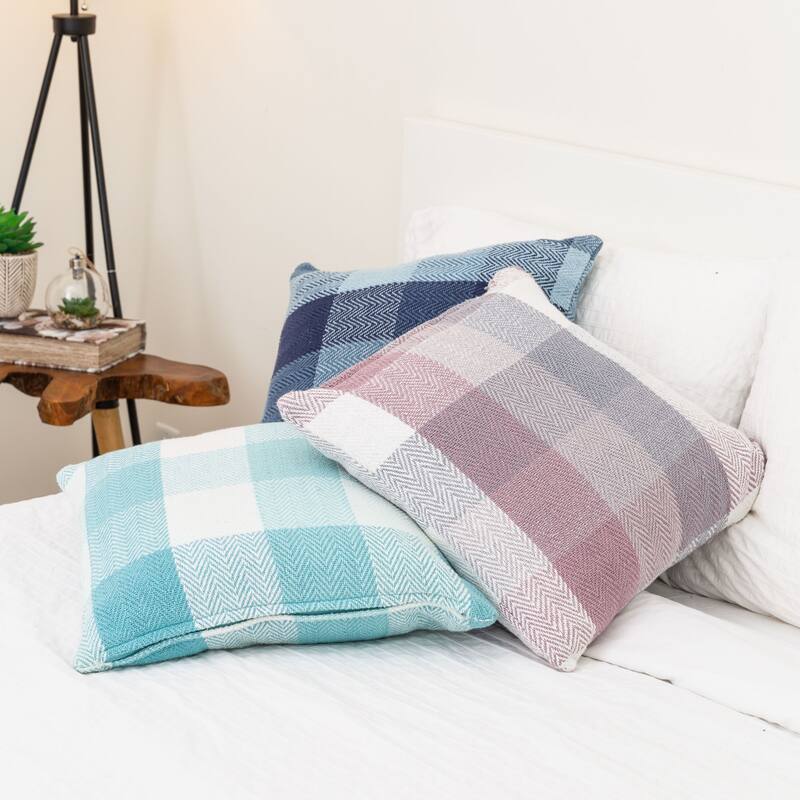 Fabstyles Herringbone Check Set of 2 Cotton Throw Pillows