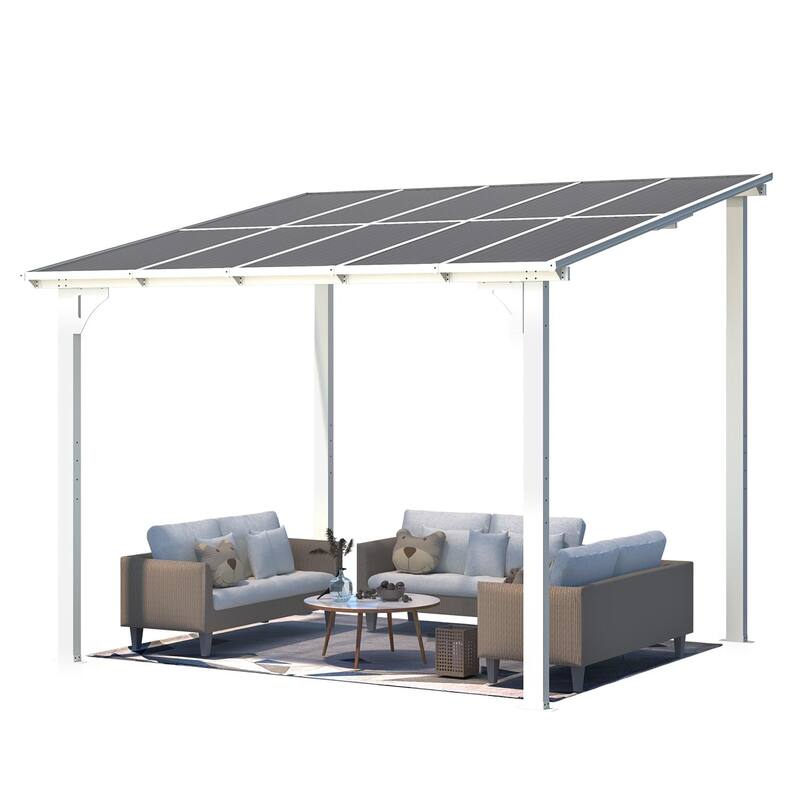 8x10ft Wall Mounted Gazebos Pergola, Outdoor Lean to Gazebo Awnings