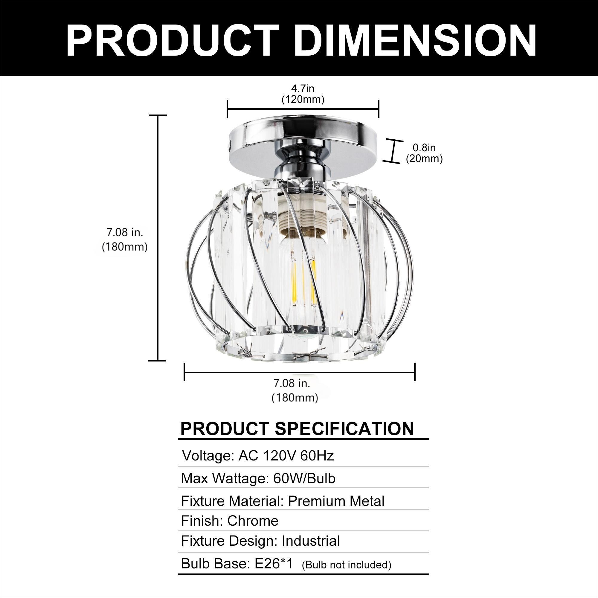 すぐったレディース福袋 YANSUN Single-Head Semi-Flush Mount Light, Chrome Finish レンズ(単焦点)
