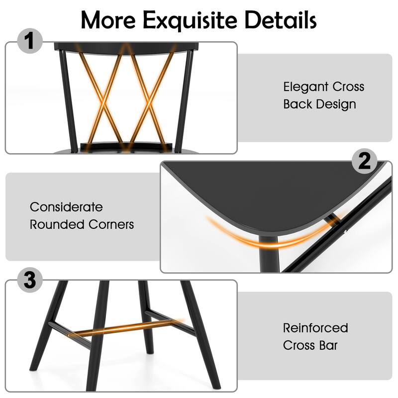 Costway Dining Chairs Set of 2/4 Farmhouse Kitchen Chair with Rubber