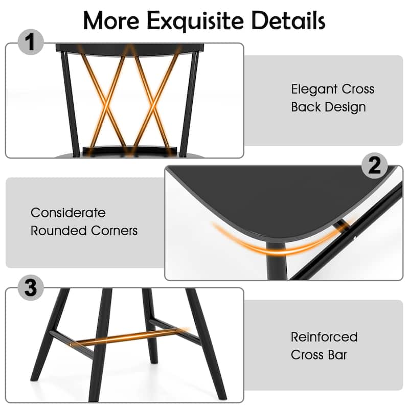 Set of 2/4 Wooden Dining Chairs Armless Side Chairs w/Cross Back