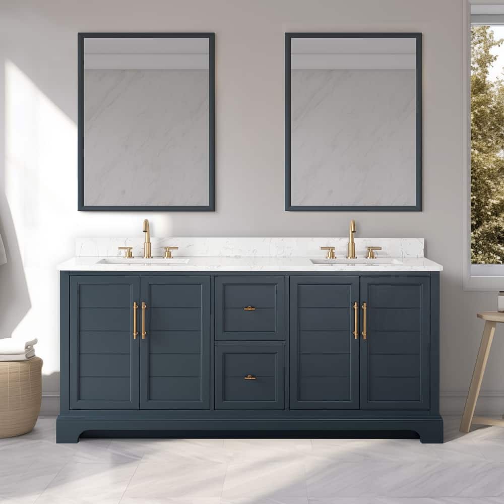 Vanity Art 72" Double Sink Bathroom Vanity with Top & Backsplash