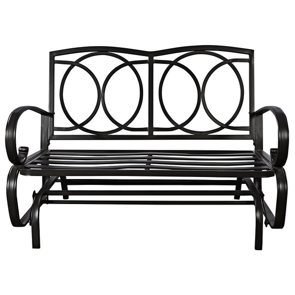 Costway glider outdoor patio rocking bench loveseat cushioned seat steel frame furniture deals