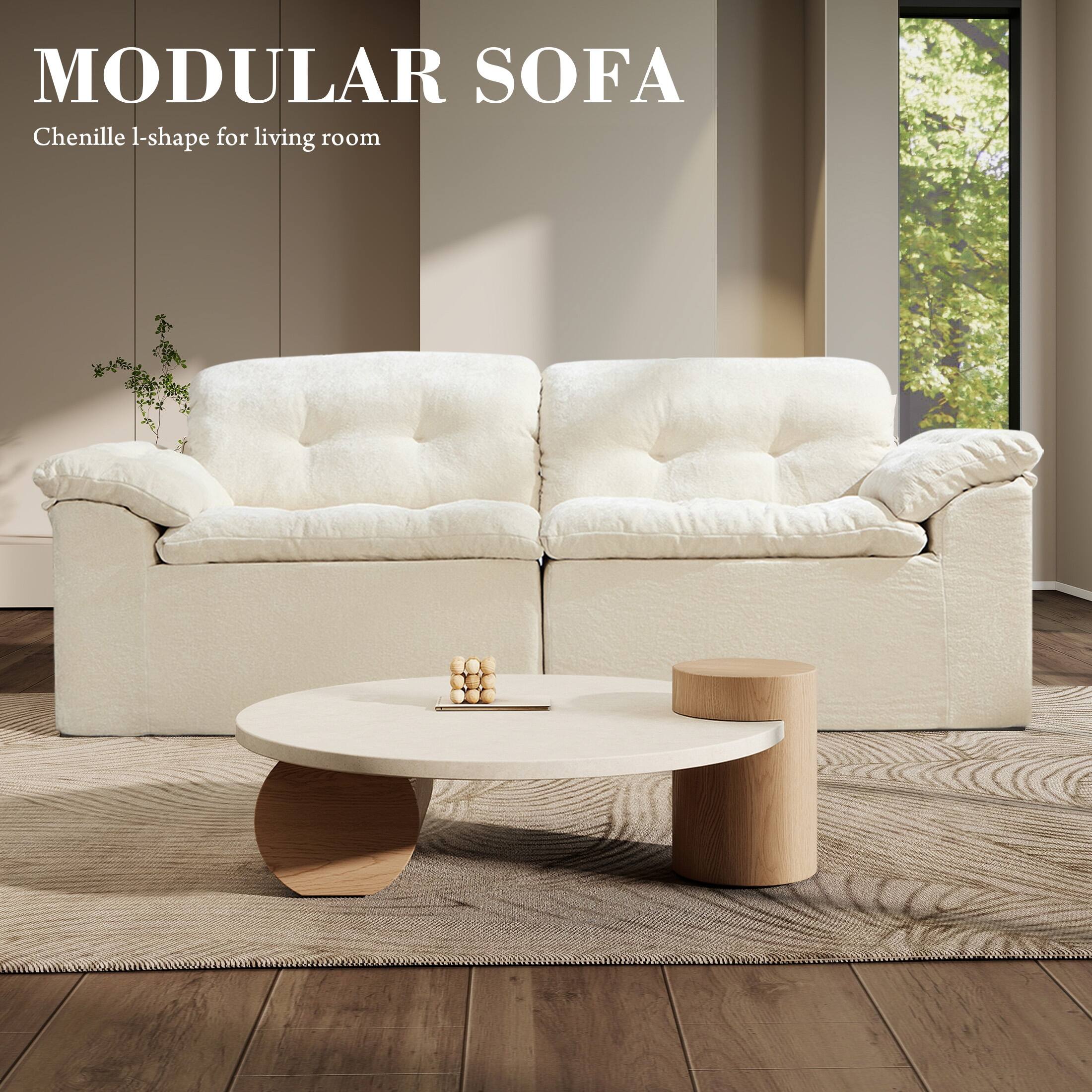 Rossetta Modular Design Cushioned Modular Chenille Fabric Sleeper Loveseat Sofa