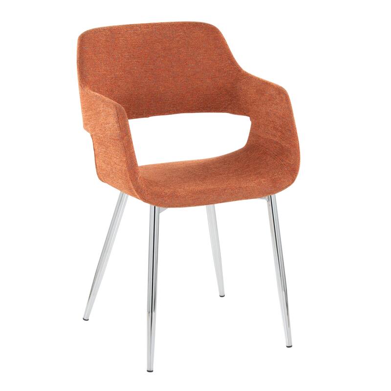 Porch & Den Vallen Dining Chair with Metal Legs (Set of 2) - Orange Fabric/Chrome Metal