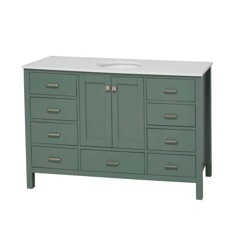 KitchenBathCollection Horizon 60" Single Bathroom Vanity with Engineered White Top