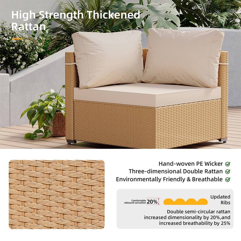 Patio Watcher 7-Piece Yellow Wicker Patio Conversation Set with Cushions