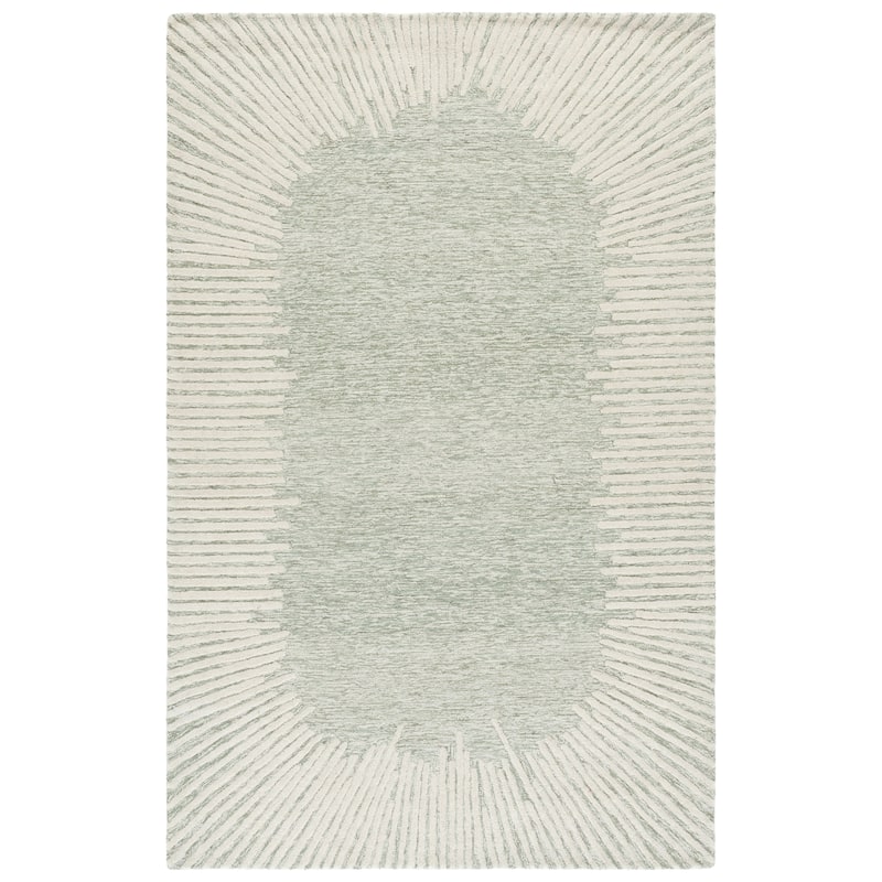 SAFAVIEH Handmade Abstract Sofoula Modern Wool Rug - 6' x 9' - Sage/Ivory