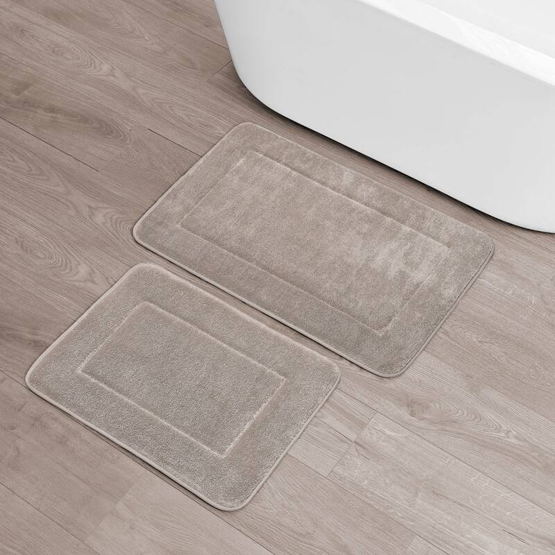 Oliver Brown Terry Memory Foam Bath Mat - 20 x 32 & 17 x 24 - Linen