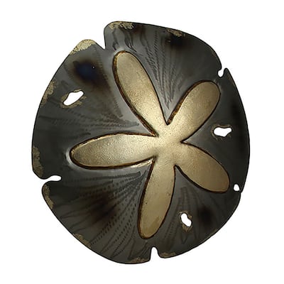 15 Inch Sparkling Glossy Metal Sand Dollar Wall Hanging Sculpture