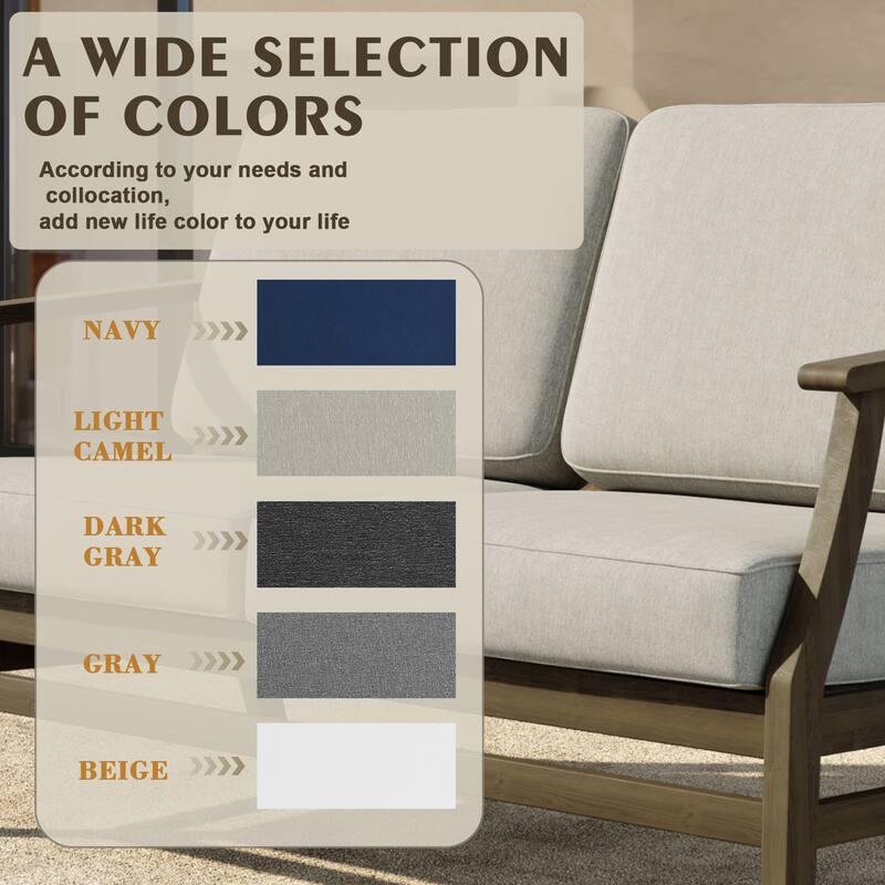 Outdoor Teak Wood Loveseat Sofa with Water-Resistant Cushions