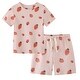 preview thumbnail 1 of 2, 100% Organic Cotton Toddler Summer 2 Piece short sleeve Pajama Set - Pink Strawberry 12-24 Months