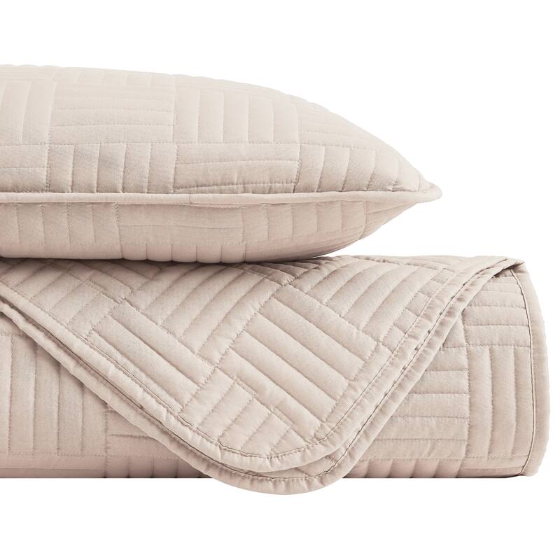 Southshore Fine Linens 3-peice Solid Grid Quilt and Sham Set