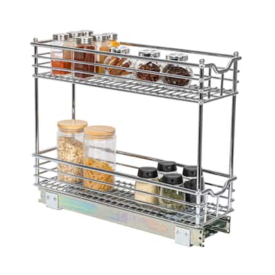 Household Essentials Sliding Organizer, Chrome - 21.0"L x 7.0"W x 17.5"H