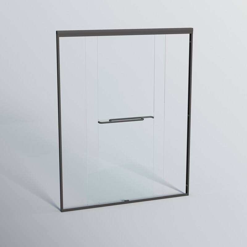 ABRUZZO 56-60" W x 72" H Semi-Frameless Double Sliding Tempered Glass Shower Door with Dual Towel Bars