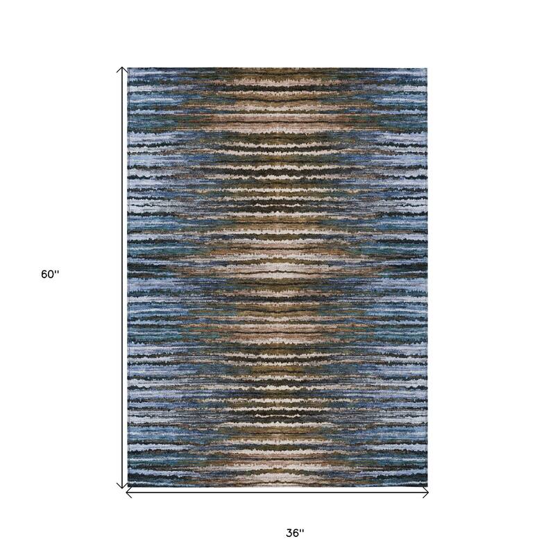 HomeRoots Striped Traditional Rectangle Outdoor Rug