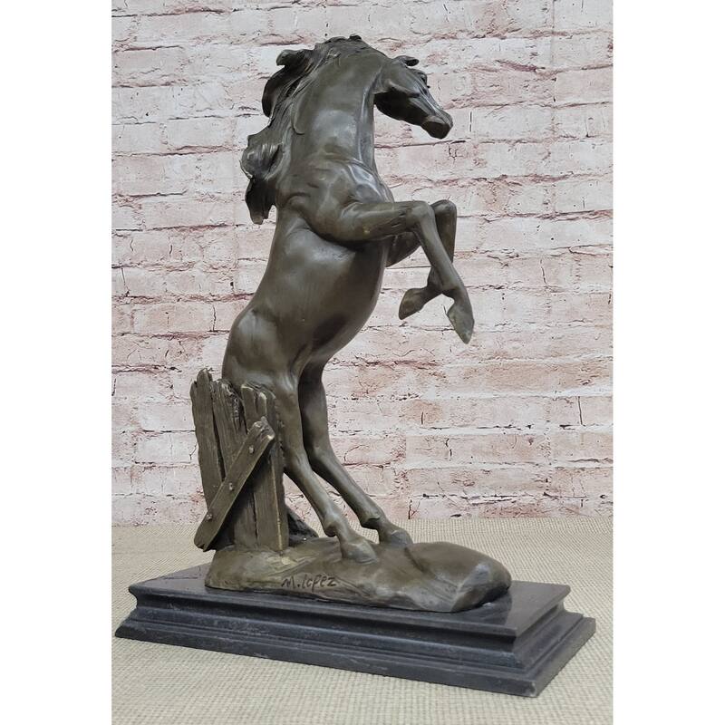 Rearing Stallion Imitative Horse Bronze Sculpture Statue Equestrian Imitative Horses Decor Signed Original Art