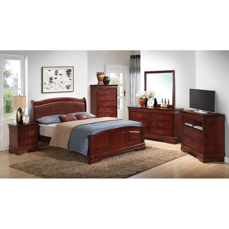 Faux Leather Upholstered Queen Panel Bed - 89" - Brown