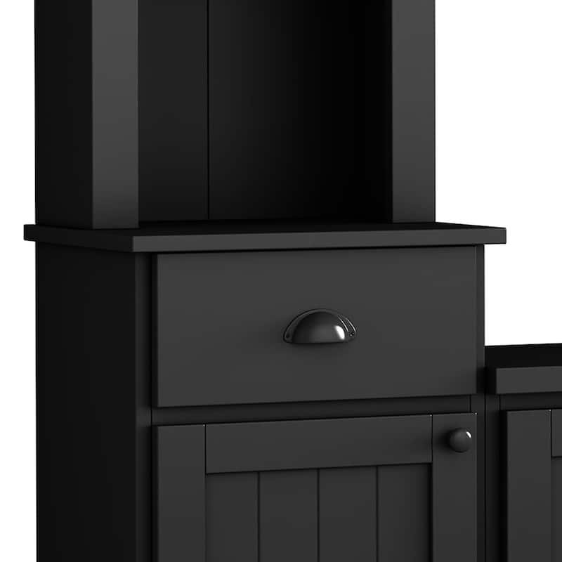 Entertainment Wall Unit Set with Bridge for TVs Up to 75", Ample Storage Space TV Stand with Adjustable Shelves, Media Console