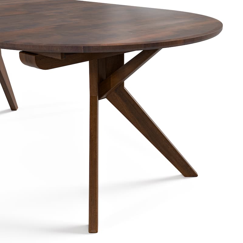 Furniture of America Abigail V Mid-Century Modern 7-Piece Rich Walnut Solid Wood Convertible Dining Set with Butterfly Leaf