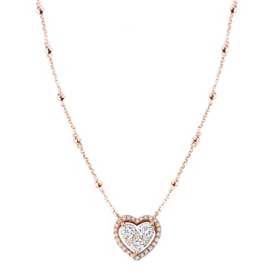 Effy Women's 14K Rose Gold Diamond Heart Necklace