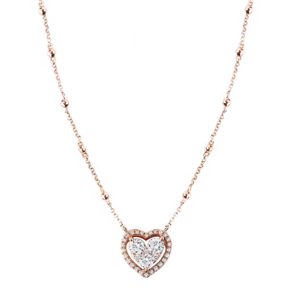 Effy Women's 14K Rose Gold Diamond Heart Necklace