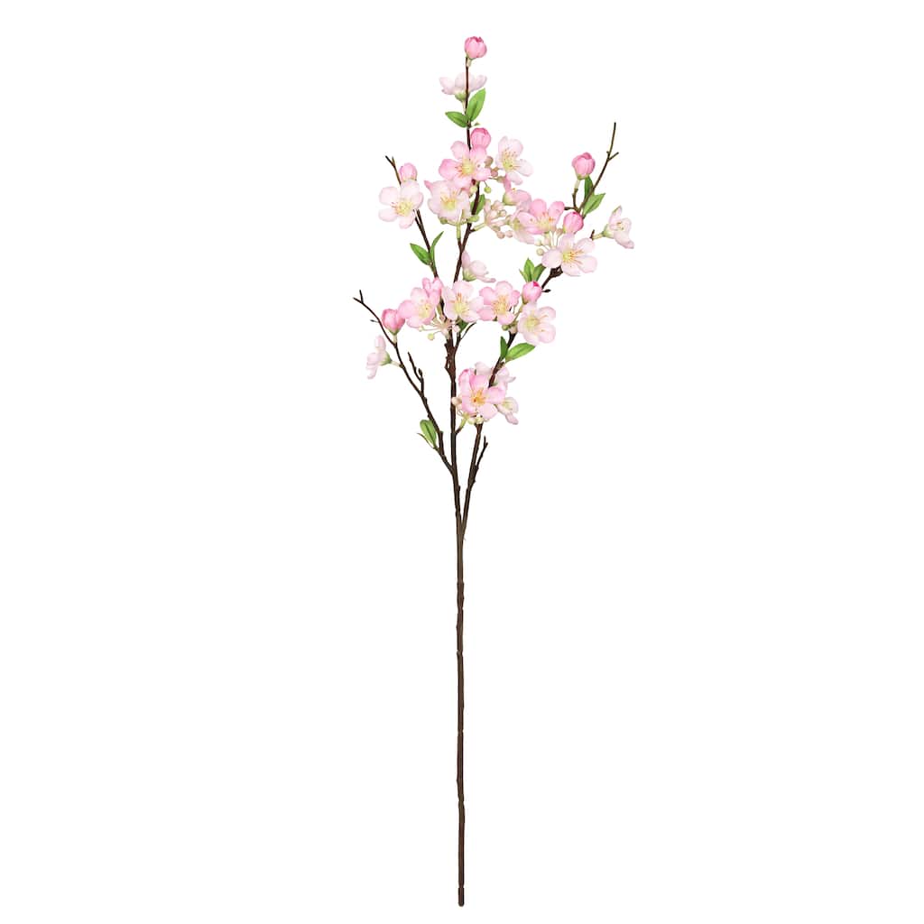 Set of 2 Pink Artificial Peach Blossom Flower Stem Spray 33in - 33" L x 6" W x 4" DP