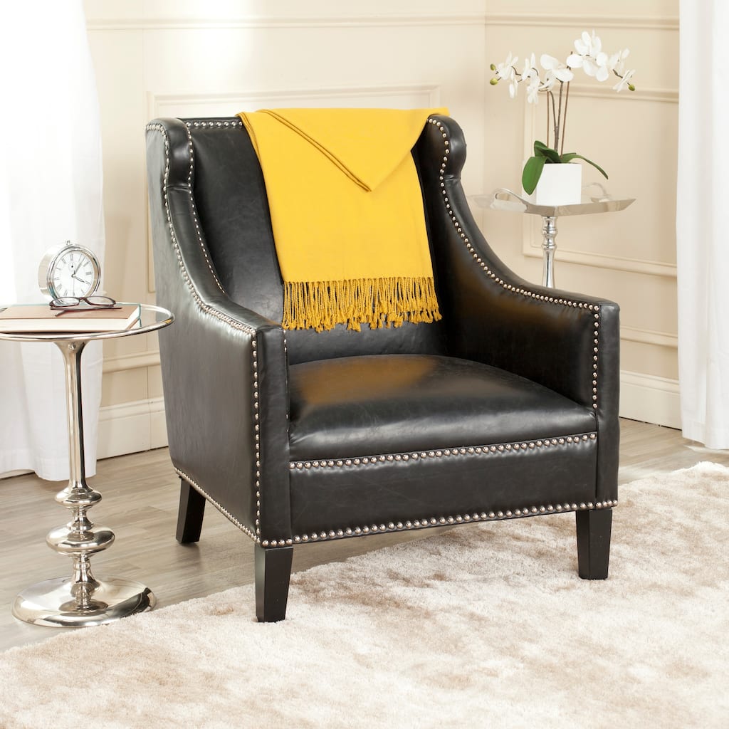 SAFAVIEH Emilee Antique Black Club Chair - 29.5" x 32.7" x 35.6" - 30Wx33Dx36H