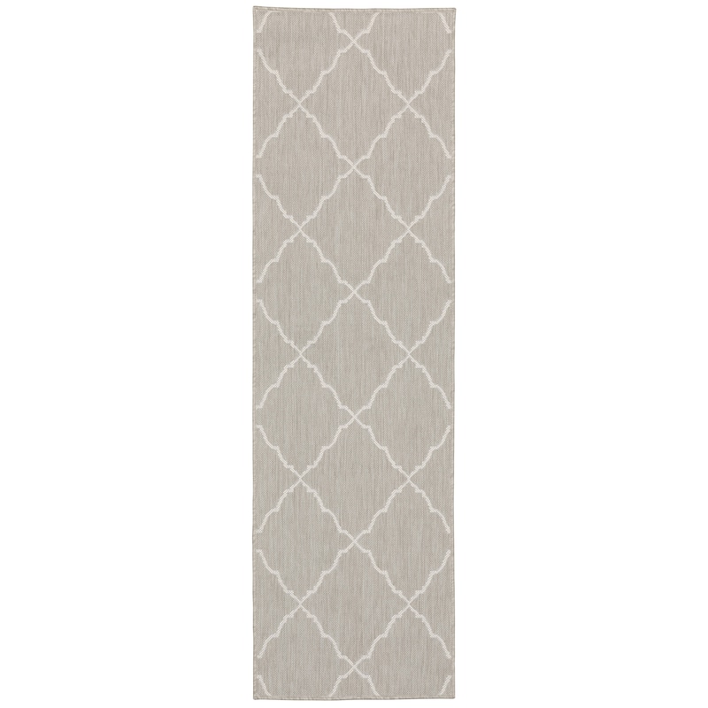 Vista Home Palmetto Diamond Trellis Indoor/ Outdoor Area Rug - 1'10" x 7'3" - Grey/ Ivory