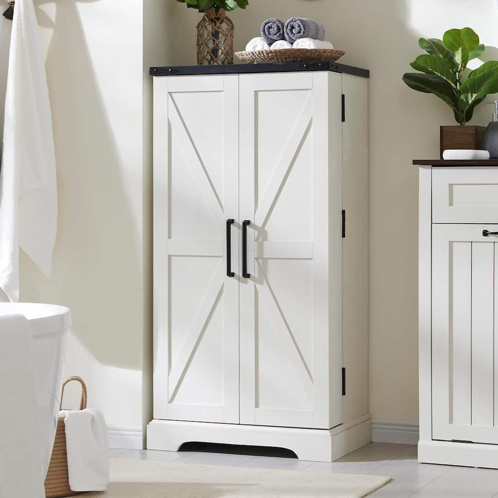 47" Farmhouse Kitchen Pantry, Storage Cabinet with Barn Doors