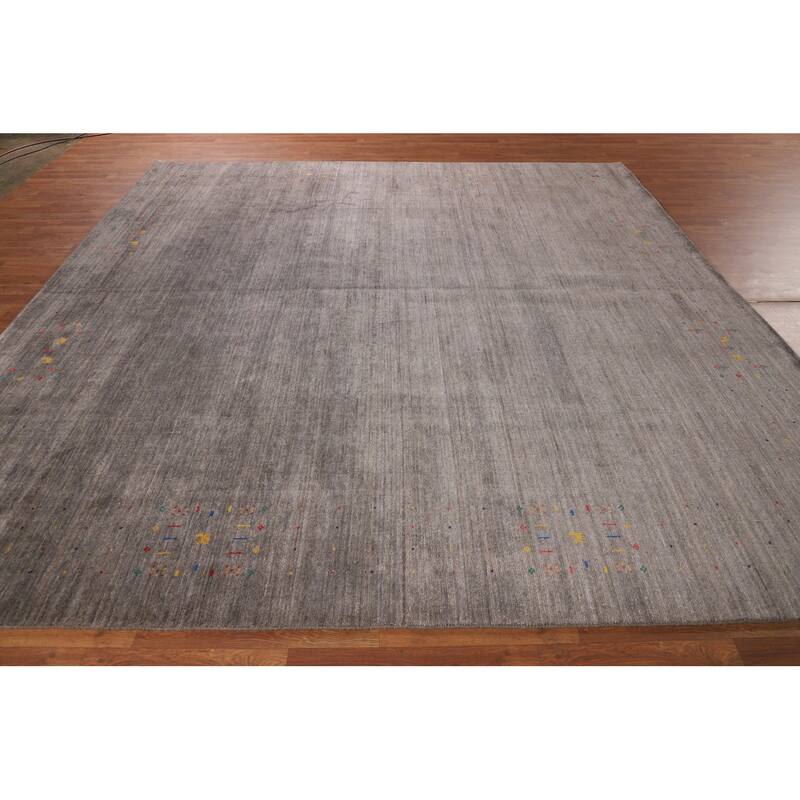 Earth Tone Gabbeh Indian Square Area Rug Handmade Wool Carpet - 10'0" X 9'9"