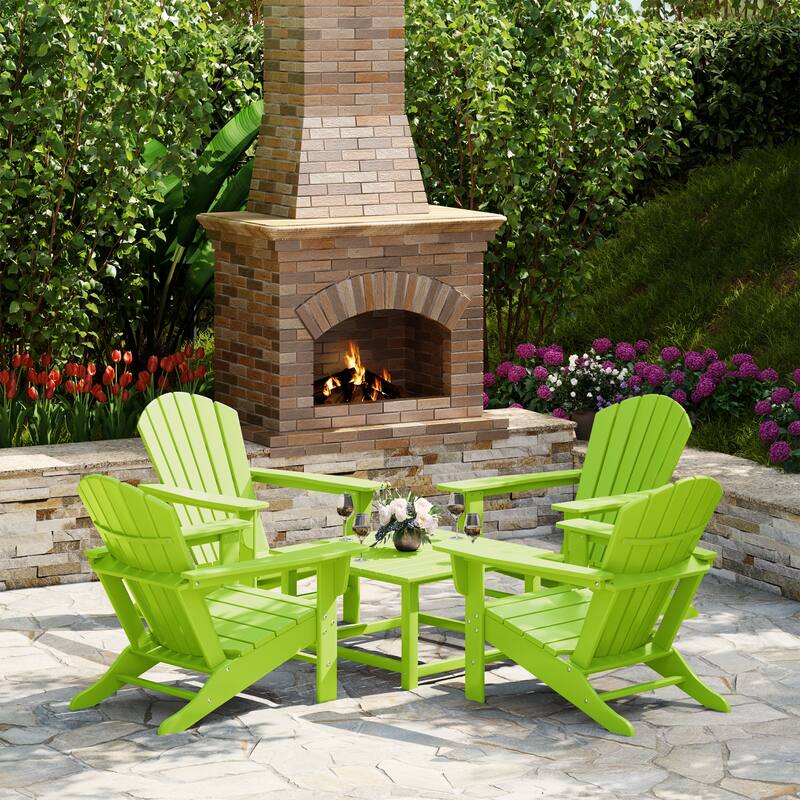 Altura Outdoor 5-Piece Adirondack Chair With Square Coffee Table Conversation Set
