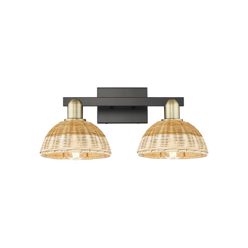 Innovations Lighting Downtown Urban - Natural Ballston Dome - 2 Light 16" Bath Vanity Light with Basketweave Shade