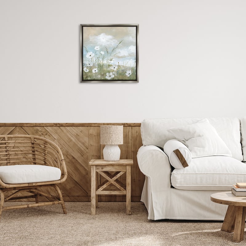 Stupell Clouds Beyond Meadow Framed Floater Canvas Wall Art Design By Nan