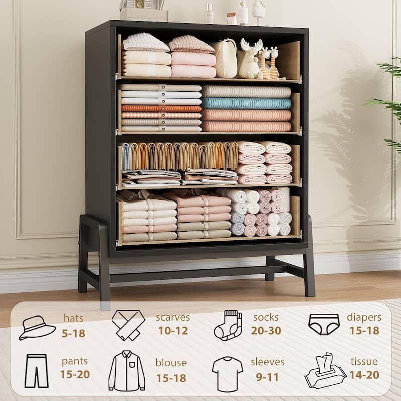 38.6" Tall Dresser, with Storage Freestanding, 4 Dresser