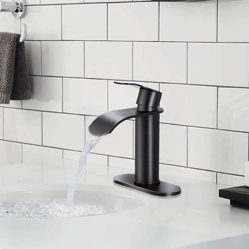 WOWOW Water Fall Bathroom Faucet with Deckplate Included