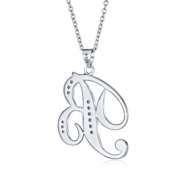 Letter B Cursive Initial CZ Pendant .925 Sterling Silver Letter B Cursive Initial CZ Pendant .925 Sterling Silver