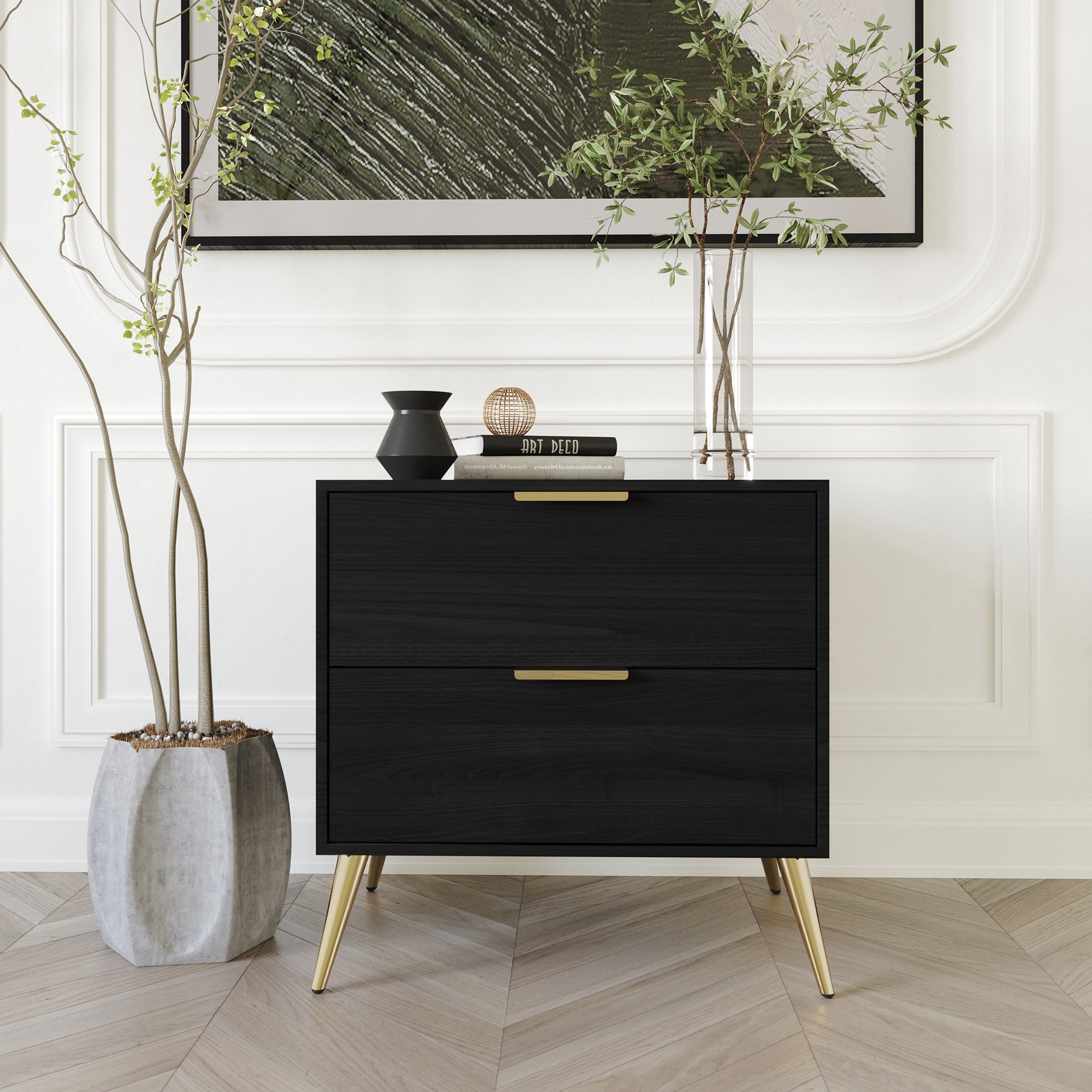 CraftPorch Contemporary 2-Drawers Wooden Nightstand
