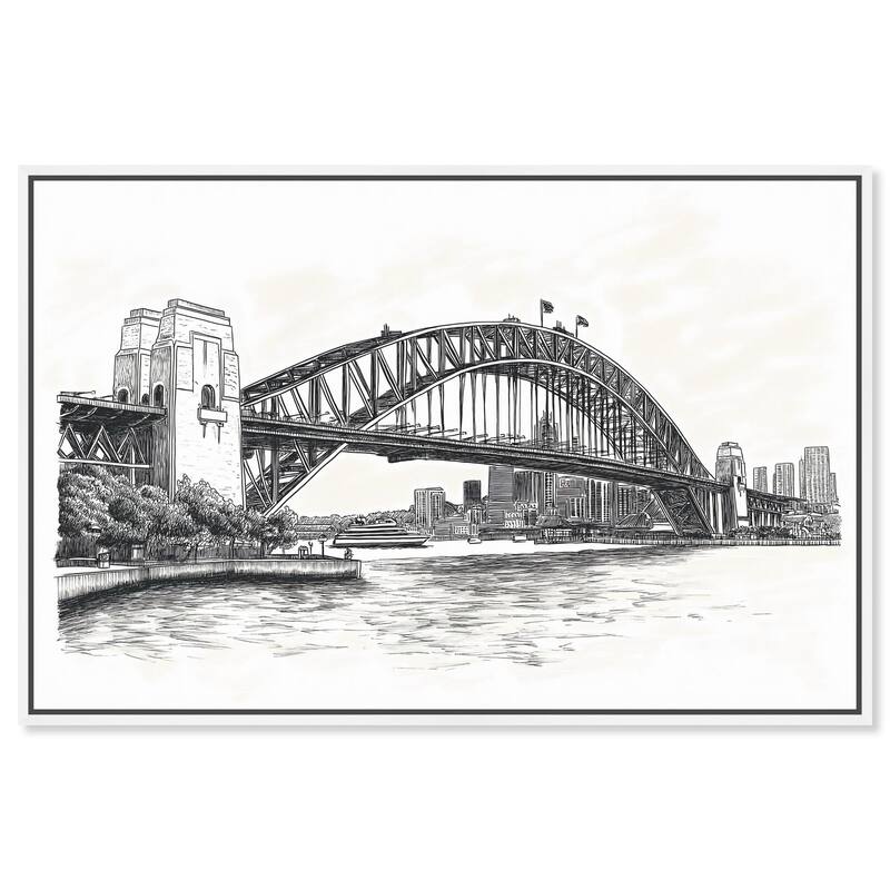 Lines of the Bridge Canvas by Art Remedy - 45" x 30" - White