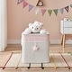 preview thumbnail 6 of 8, Pink/Cream Collapsible Folding Bamboo Kids Plush Laundry Hamper Toy Storage with Liner and Handles - Sleepy Teddy Bear