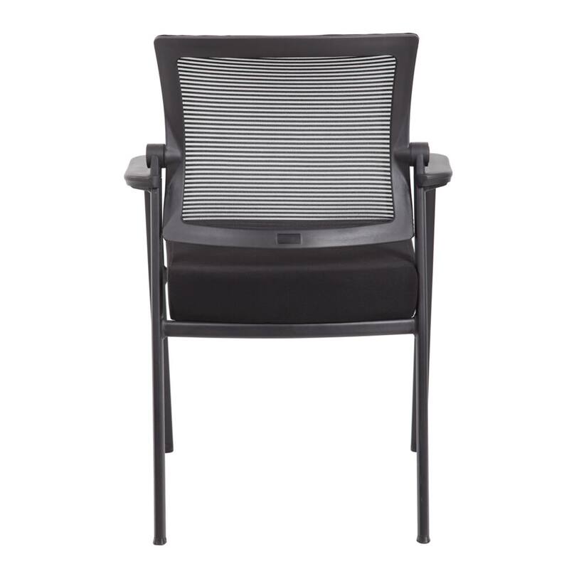 Akon Guest Armchair, Black Mesh, Steel Frame, Fixed Arm Design