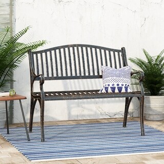 Kenzie Outdoor Traditional Cast Aluminum Bench by Christopher Knight Home