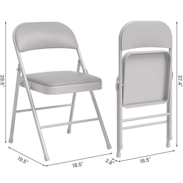 dimension image slide 2 of 3, 4 Pack Folding Chairs with Padded Cushions, Padded Foldable Chair Hold Up to 350 Pounds