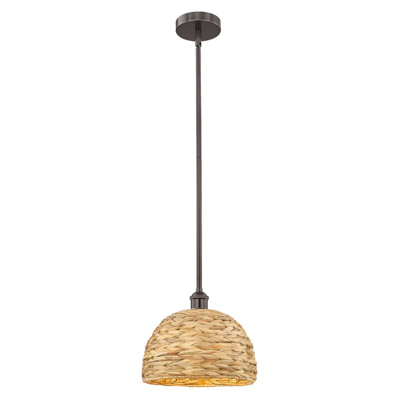 Innovations Lighting Endless Possibilities Edison - Woven Rattan - 1 Light 12" Stem Hung Mini Pendant - Oil Rubbed Bronze