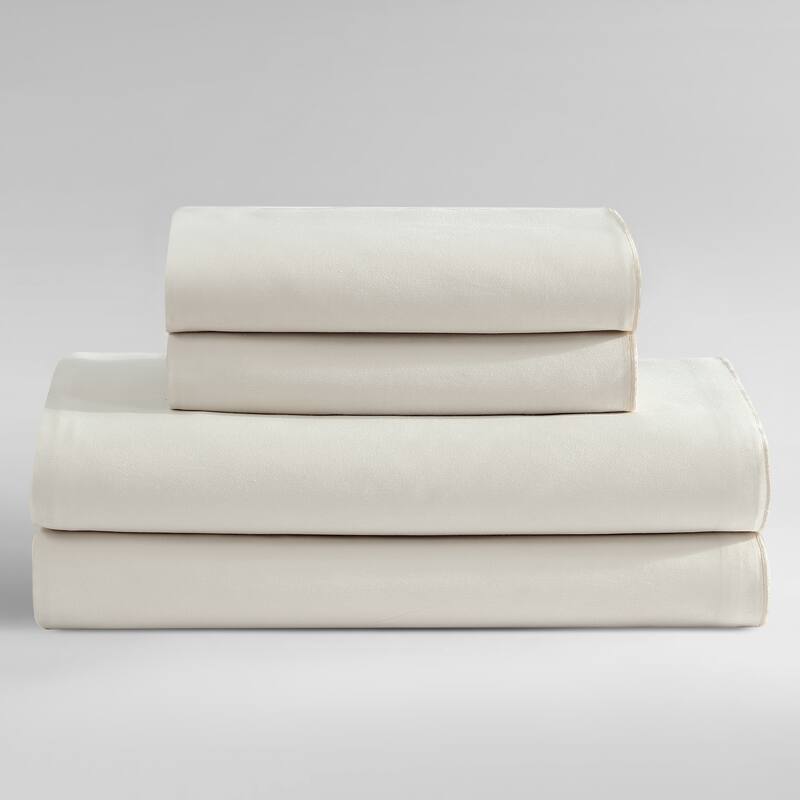 Calvin Klein Pearl Edge Cotton Sateen Sheet Set - Ivory - Queen