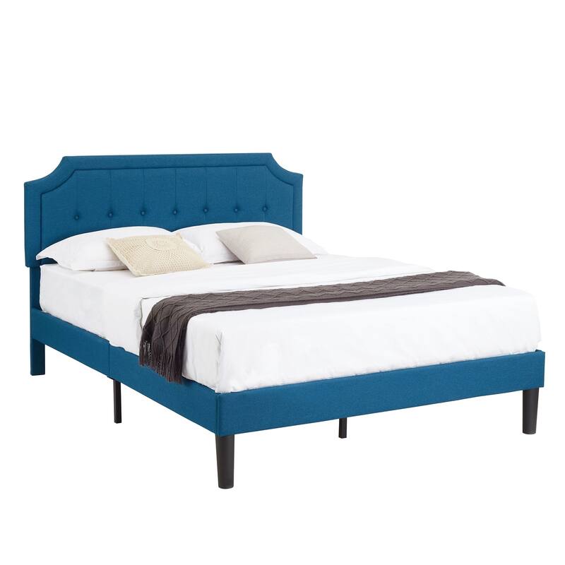 Javlergo Modern Upholstered Bed Frame with Height Adjustable Headboard, No Box Spring Needed