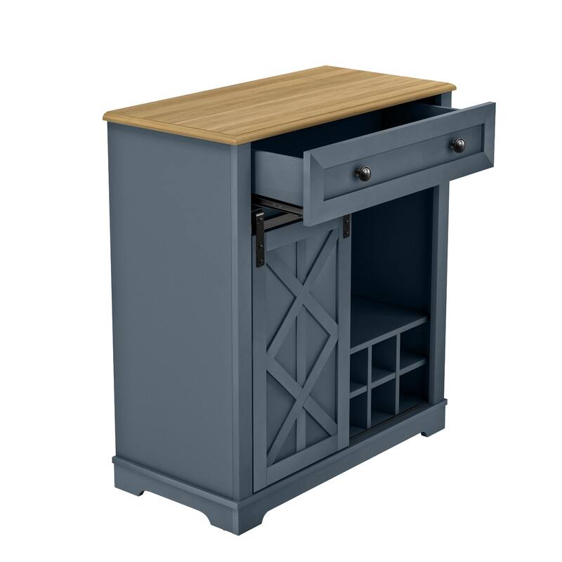 Rustic Chic Wine Cabinet with Glass Holder & Wine Rack - 32" in Width