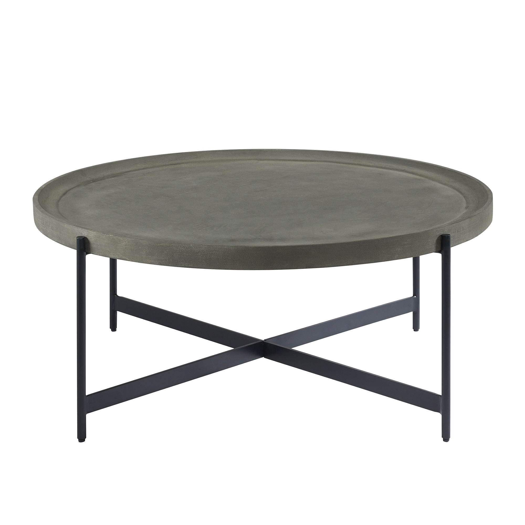 Brookline 42 In Round Wood With Concrete Coating Coffee Table Overstock 32791679