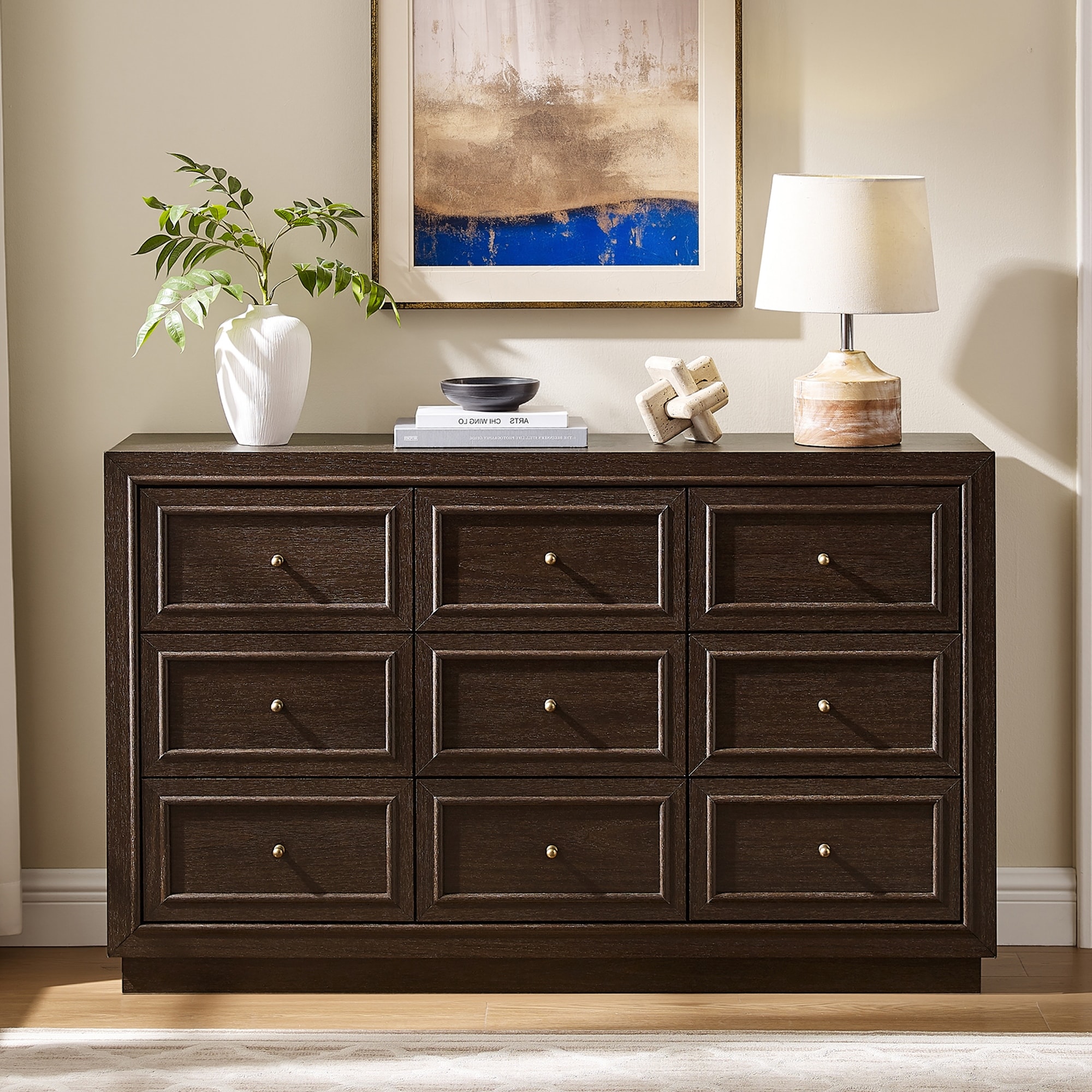 Transitional Modern Dresser with 2 Base Styles, 52" Chest of Drawers