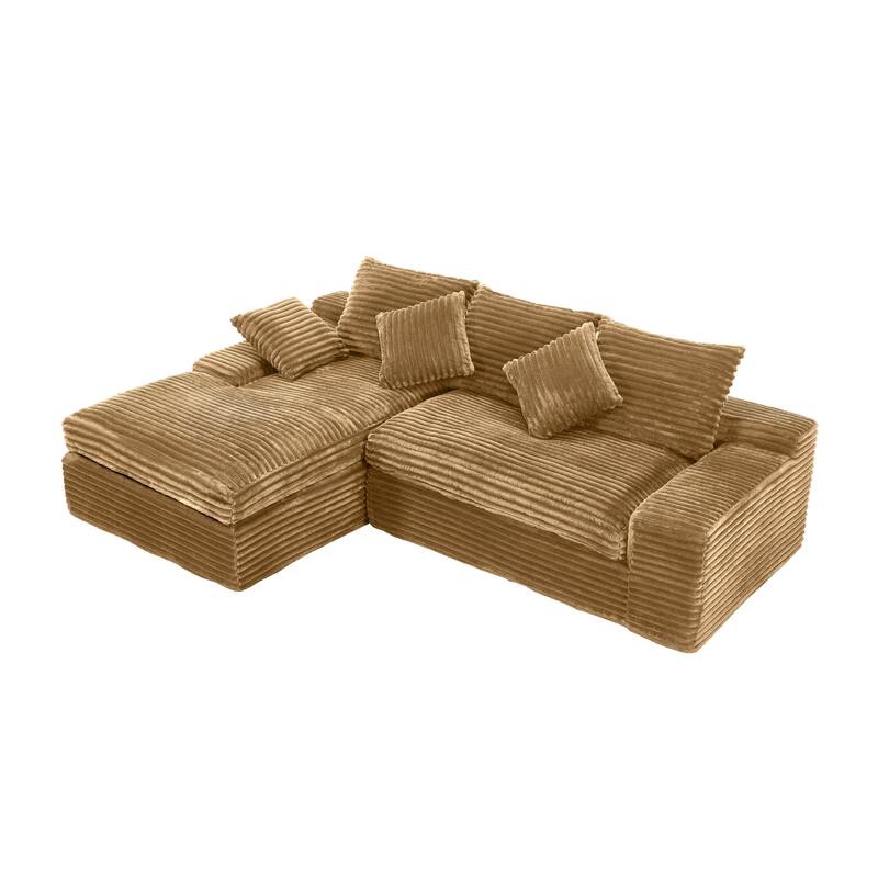 L-Shape Sectional Sofa with Chaise Lounge, Living Room Modular 4 Seat Sofa Sponge Compression Sleeper Sofa Couch